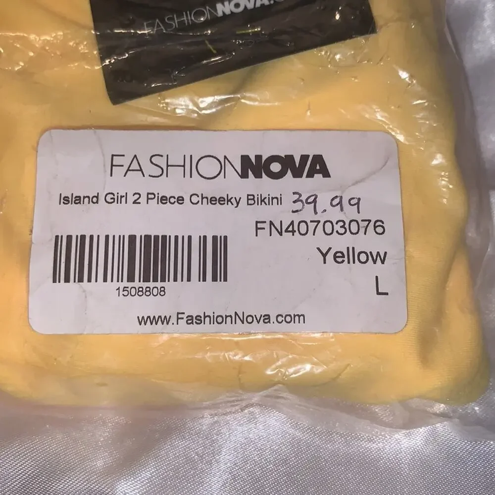 FASHION‎ NOVA Island Girl Bikini. Yellow. Large.